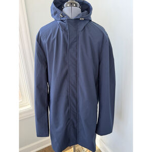 Daniel Cremieux Adamo Raincoat Mens 40R Navy Full Zip Wind Jacket Hood $395 NWT